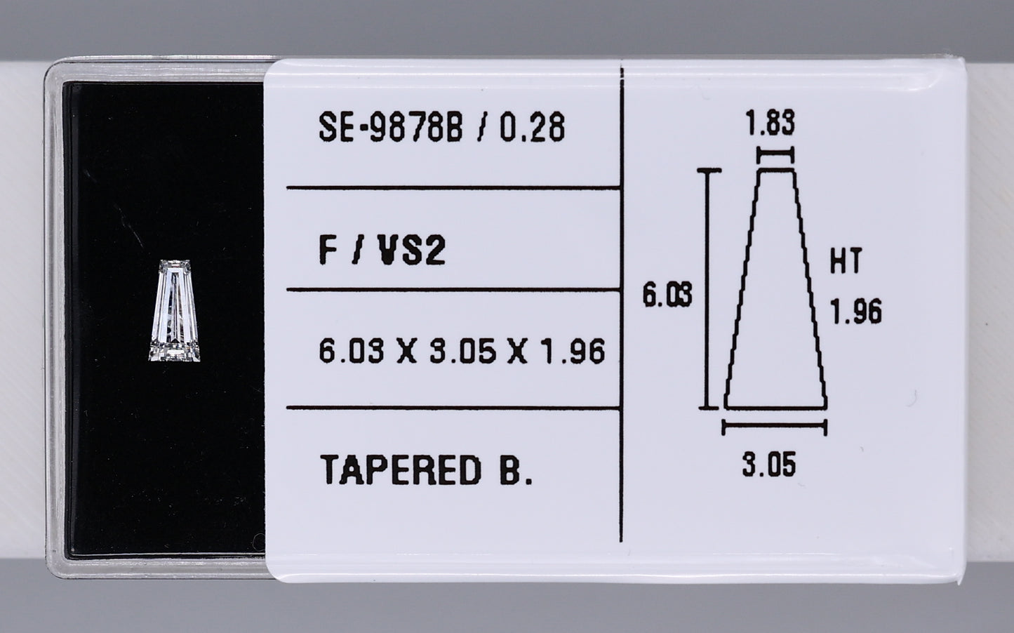 0.28 Carat Natural F VS2 Tapered baguette Diamond SE-9878B