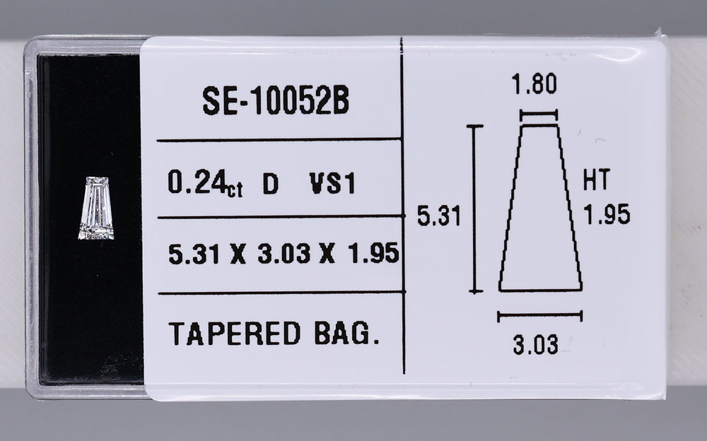 0.24 Carat Natural D VS1 Tapered baguette Diamond SE-10052B
