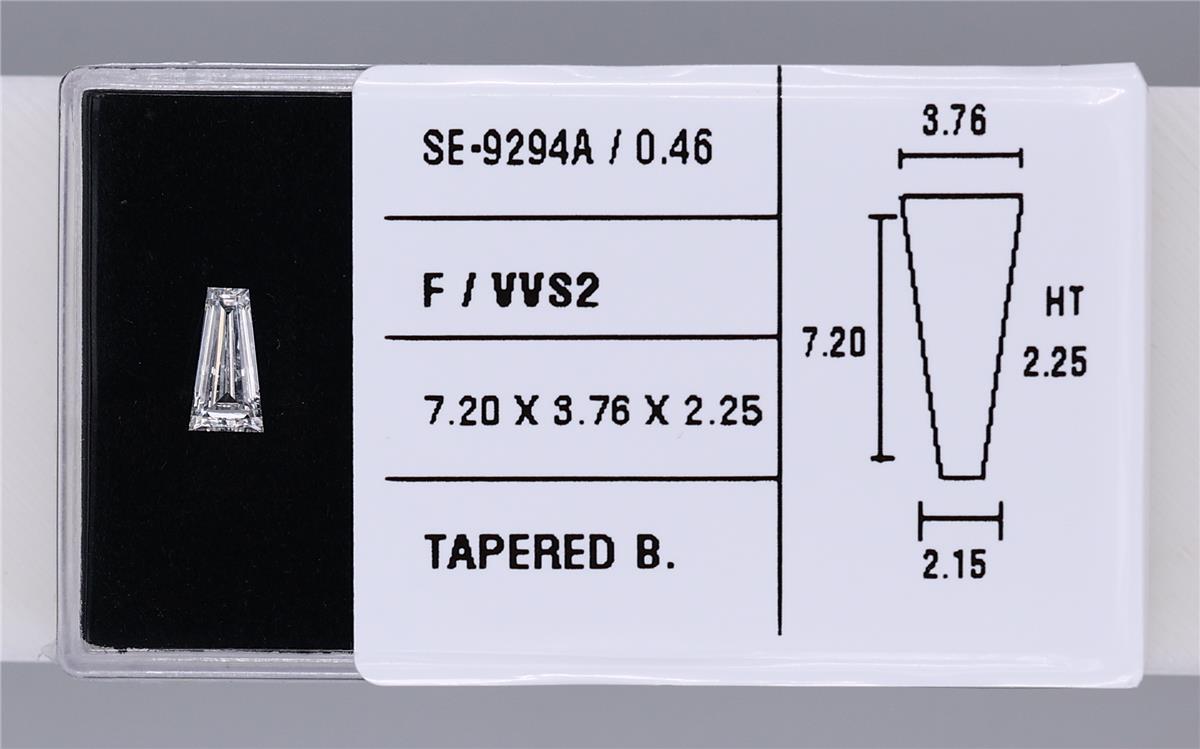 0.46 Carat Natural F VVS2 Tapered baguette Diamond SE-9294A