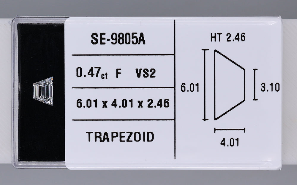 0.47 Carat Natural F VS2 Trapezoid Diamond SE-9805A