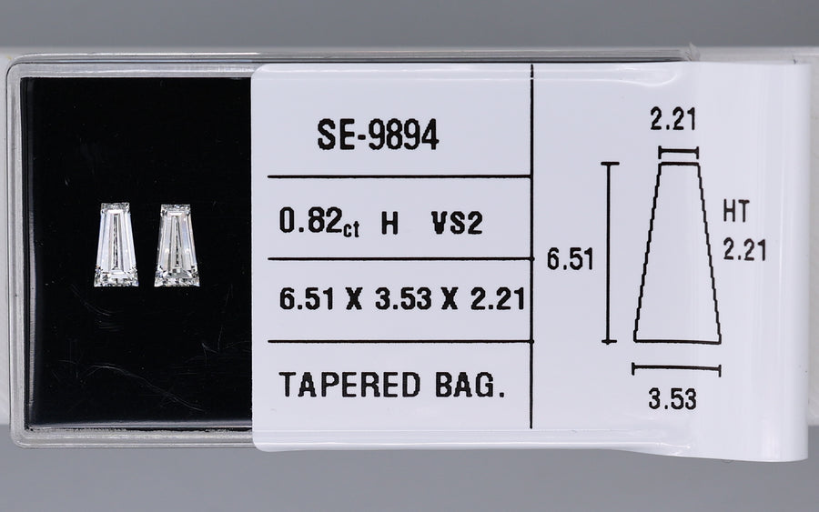 0.82 Carat Natural H VS2 Tapered baguette Diamond SE-9894