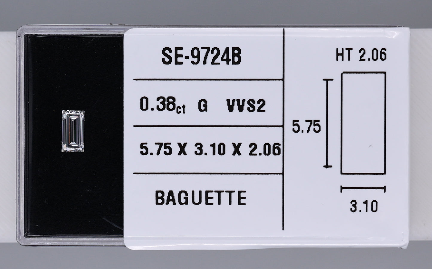 0.38 Carat Natural G VVS2 Baguette Diamond SE-9724B
