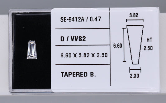 0.47 Carat Natural D VVS2 Tapered baguette Diamond SE-9412A