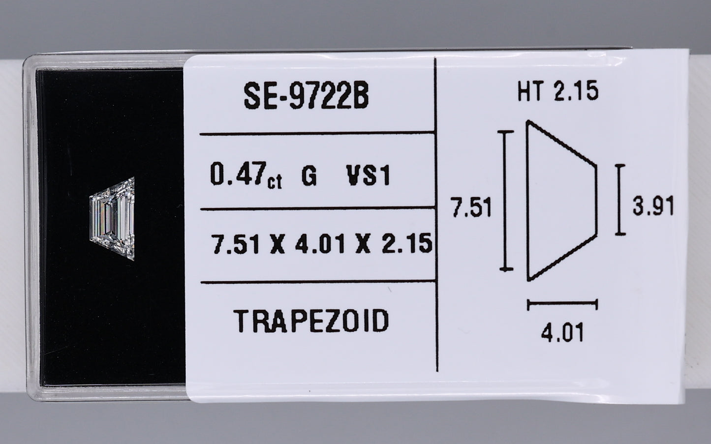 0.47 Carat Natural G VS1 Trapezoid Diamond SE-9722B