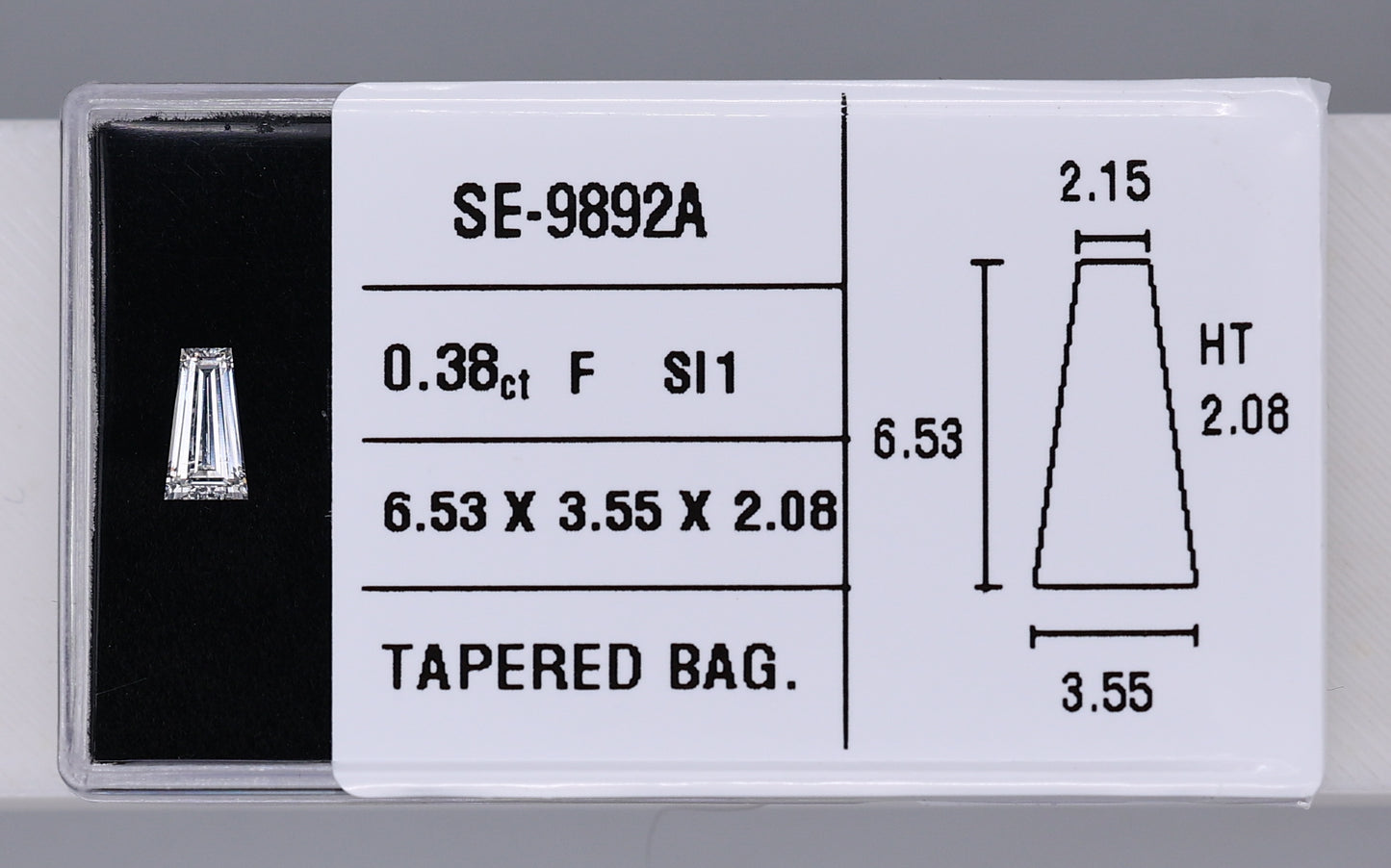 0.38 Carat Natural F SI1 Tapered baguette Diamond SE-9892A