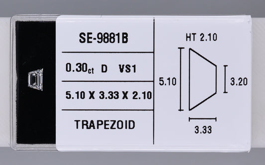 0.30 Carat Natural D VS1 Trapezoid Diamond SE-9881B