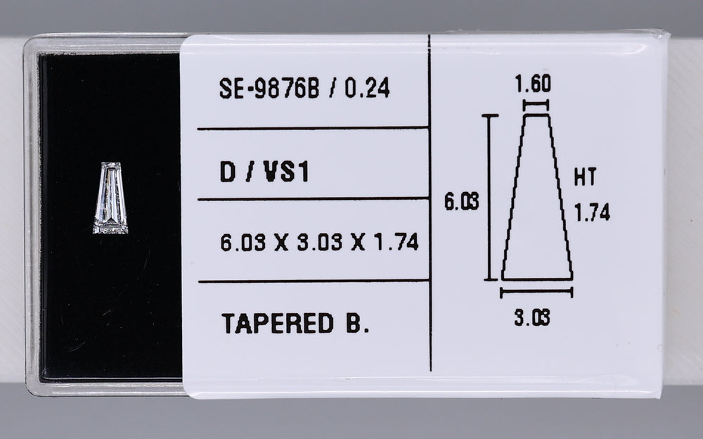 0.24 Carat Natural D VS1 Tapered baguette Diamond SE-9876B