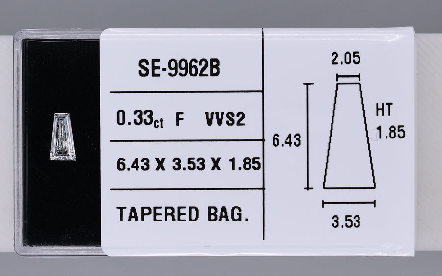 0.33 Carat Natural F VVS2 Tapered baguette Diamond SE-9962B