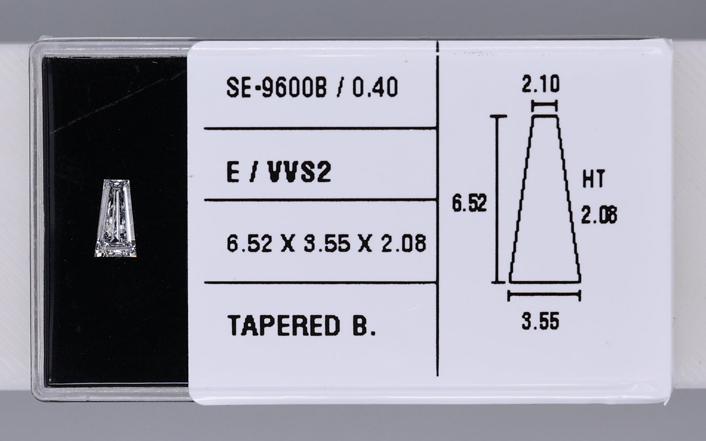 0.40 Carat Natural E VVS2 Tapered baguette Diamond SE-9600B
