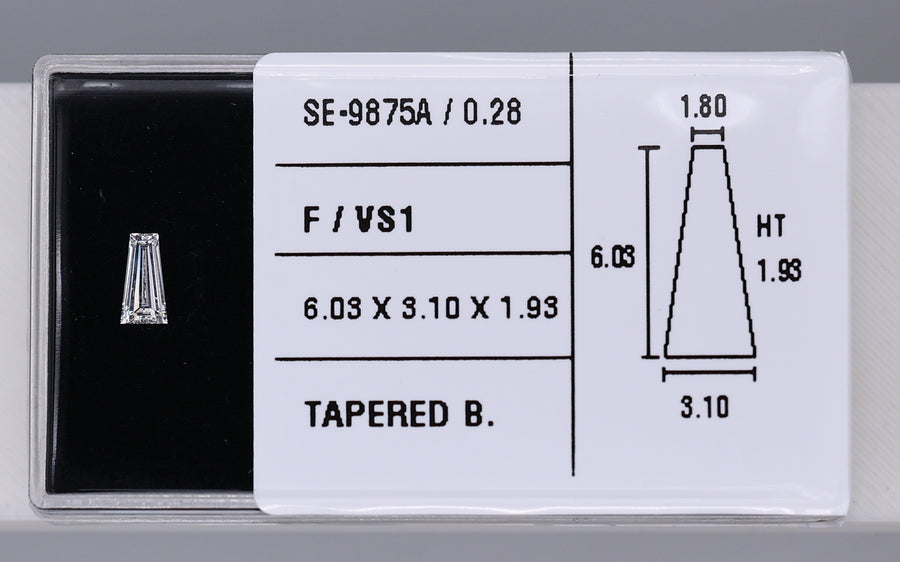 0.28 Carat Natural F VS1 Tapered baguette Diamond SE-9875A