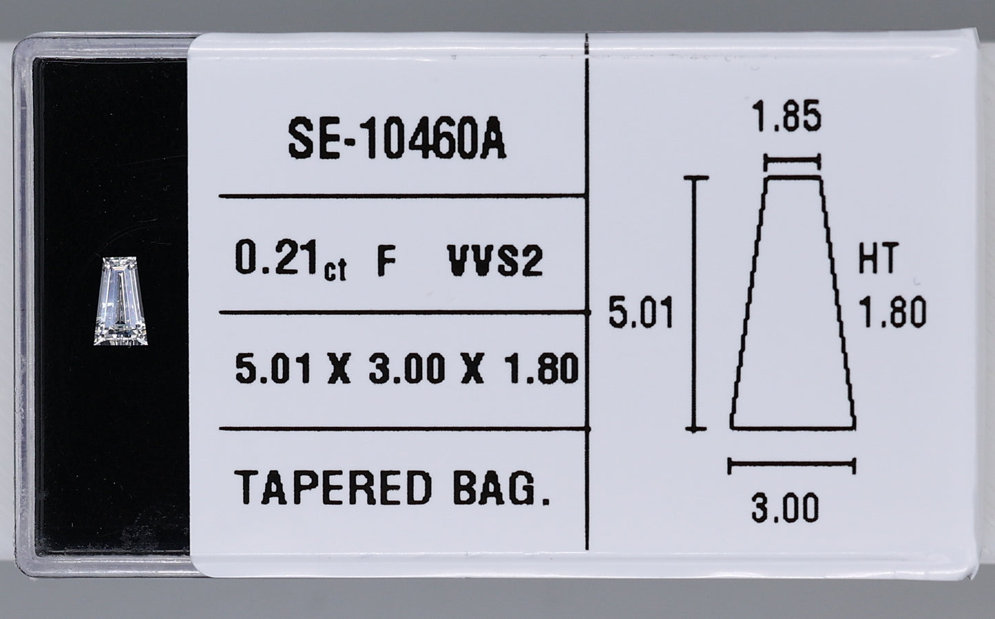 0.21 Carat Natural F VVS2 Tapered baguette Diamond SE-10460A