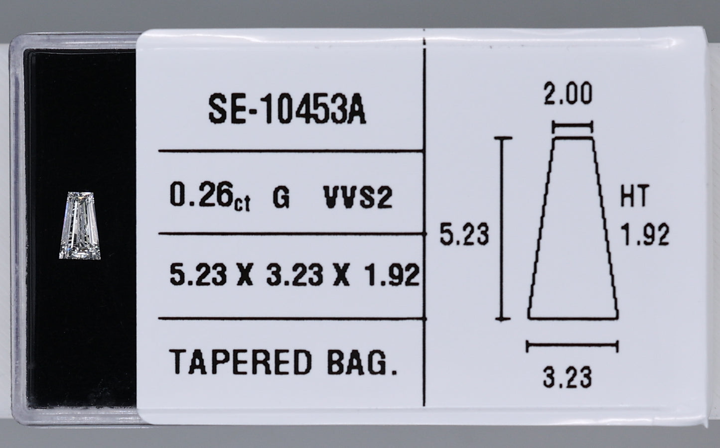 0.26 Carat Natural G VVS2 Tapered baguette Diamond SE-10453A