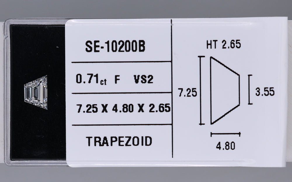 0.71 Carat Natural F VS2 Trapezoid Diamond SE-10200B