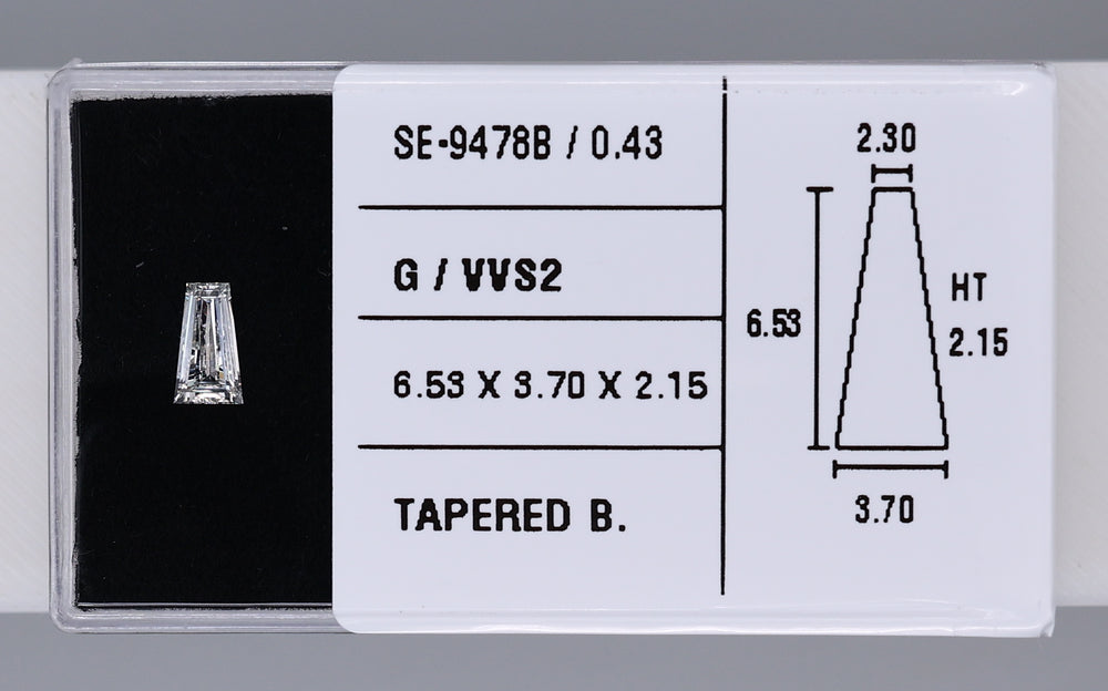 0.43 Carat Natural G VVS2 Tapered baguette Diamond SE-9478B