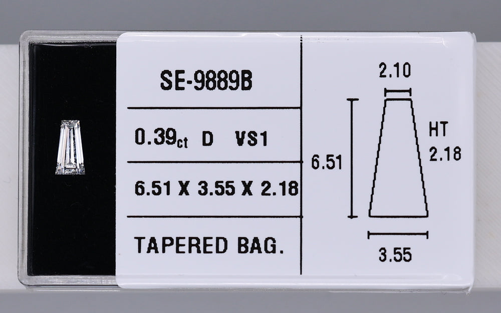 0.39 Carat Natural D VS1 Tapered baguette Diamond SE-9889B