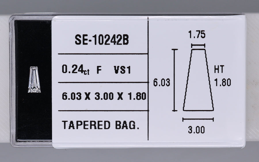 0.24 Carat Natural F VS1 Tapered baguette Diamond SE-10242B