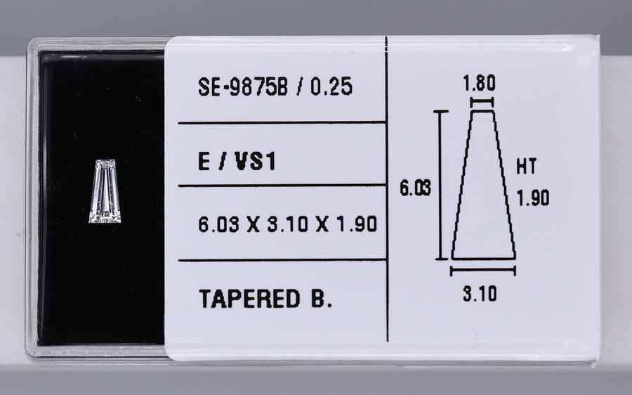 0.25 Carat Natural E VS1 Tapered baguette Diamond SE-9875B