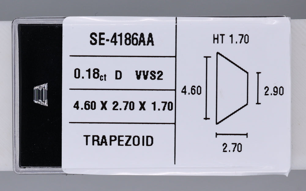 0.18 Carat Natural D VVS2 Trapezoid Diamond SE-4186A