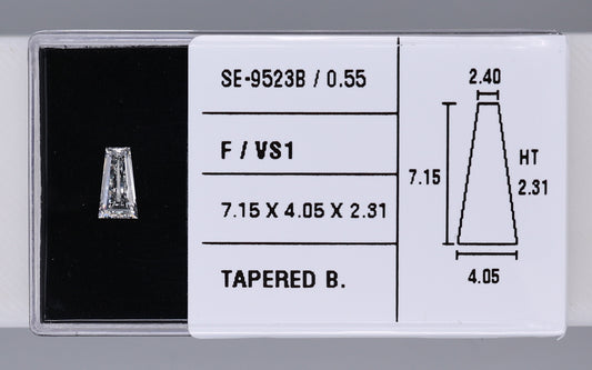 0.55 Carat Natural F VS1 Tapered baguette Diamond SE-9523B