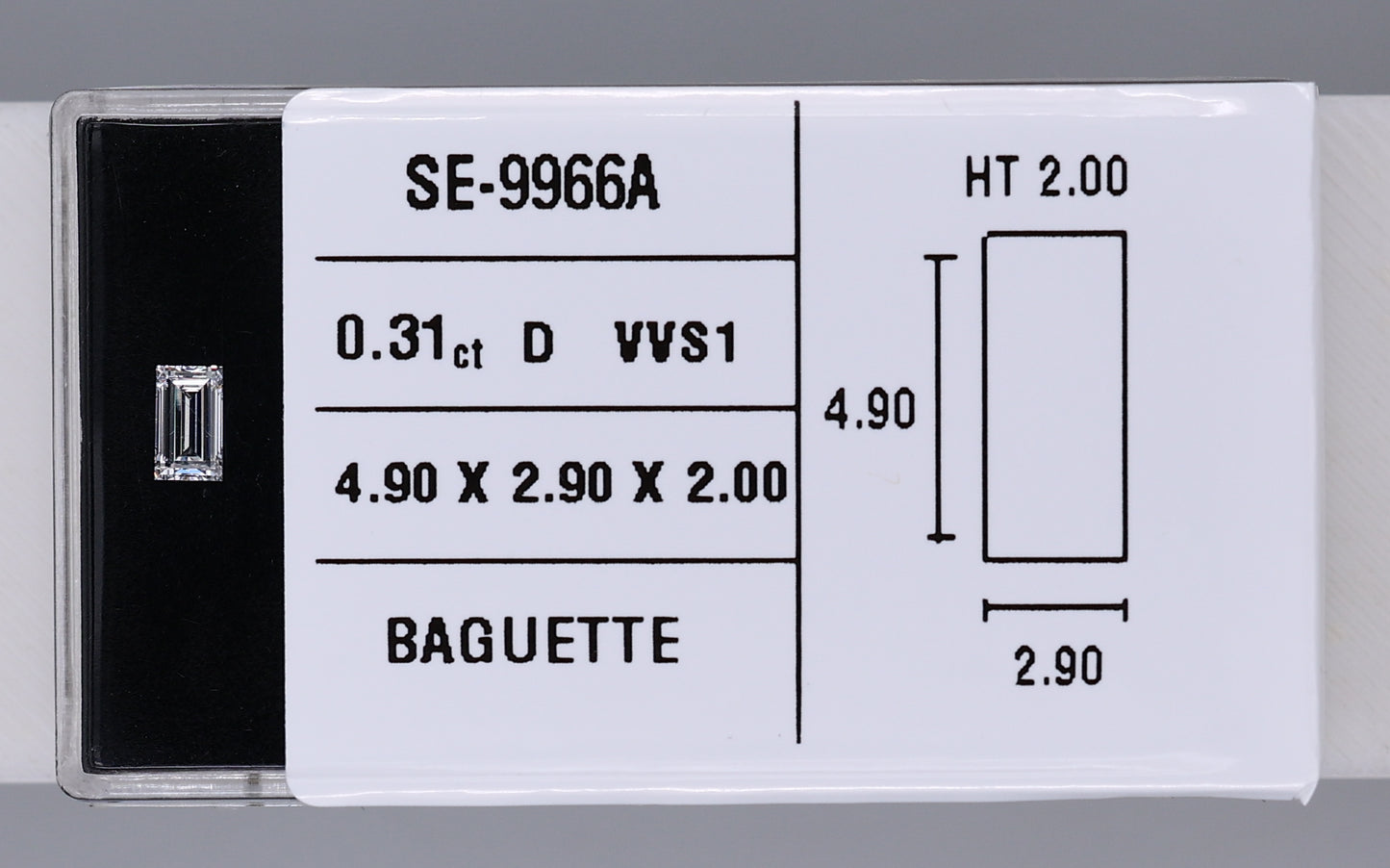 0.31 Carat Natural D VVS1 Baguette Diamond SE-9966A