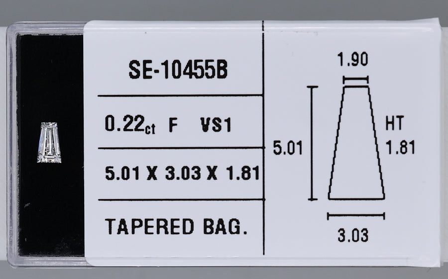 0.22 Carat Natural F VS1 Tapered baguette Diamond SE-10455B