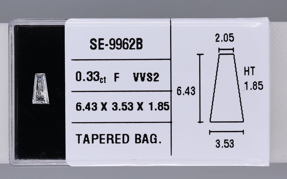 0.33 Carat Natural F VVS2 Tapered baguette Diamond SE-9962B