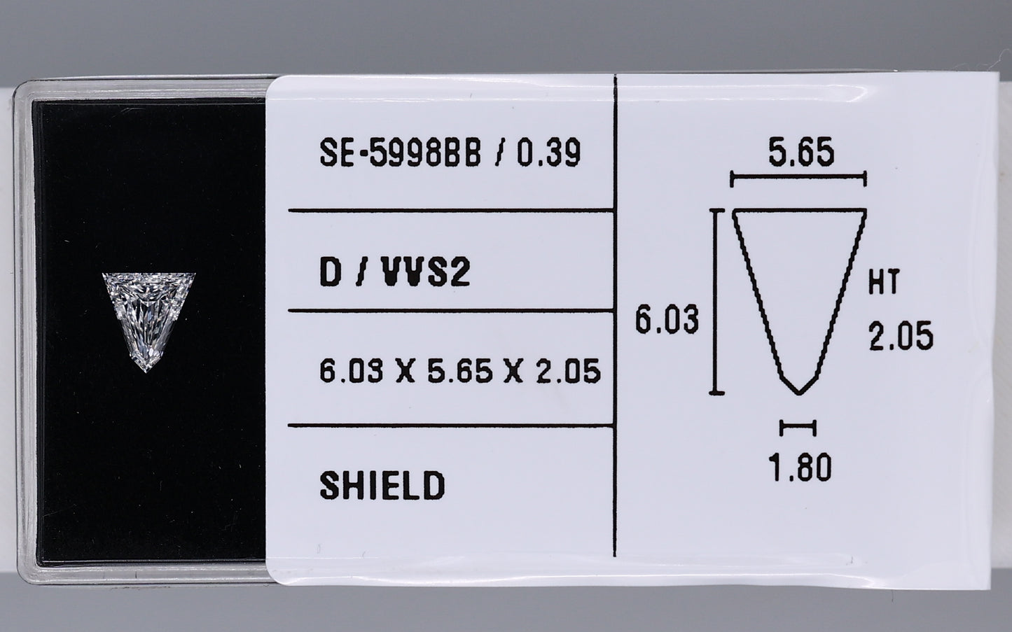 0.39 Carat Natural D VVS2 Shield Diamond SE-5998BB