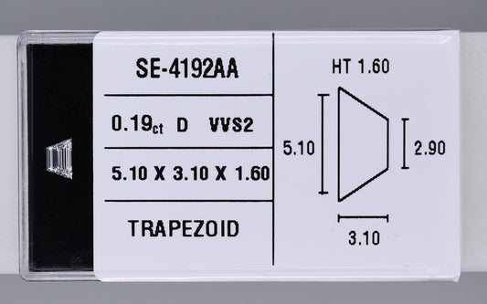 0.19 Carat Natural D VVS2 Trapezoid Diamond SE-4192AA