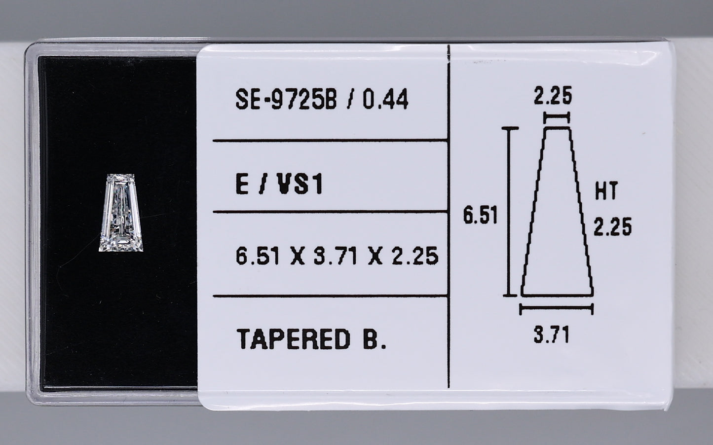 0.44 Carat Natural E VS1 Tapered baguette Diamond SE-9725B