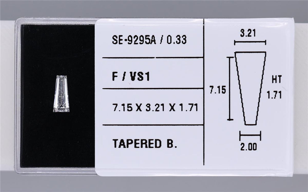 0.33 Carat Natural F VS1 Tapered baguette Diamond SE-9295A