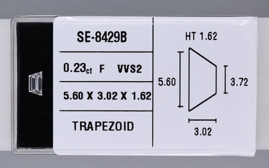 0.23 Carat Natural F VVS2 Trapezoid Diamond SE-8429BB