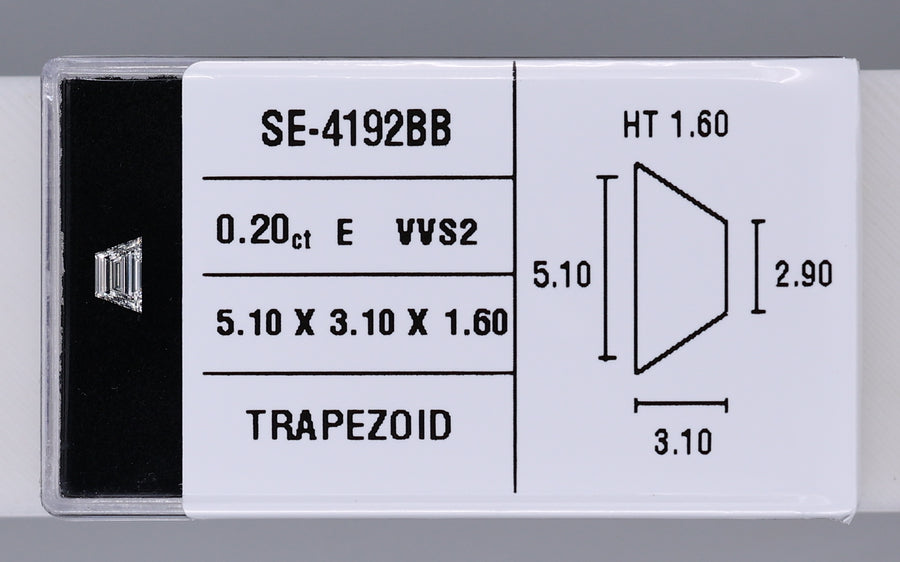 0.20 Carat Natural E VVS2 Trapezoid Diamond SE-4192BB