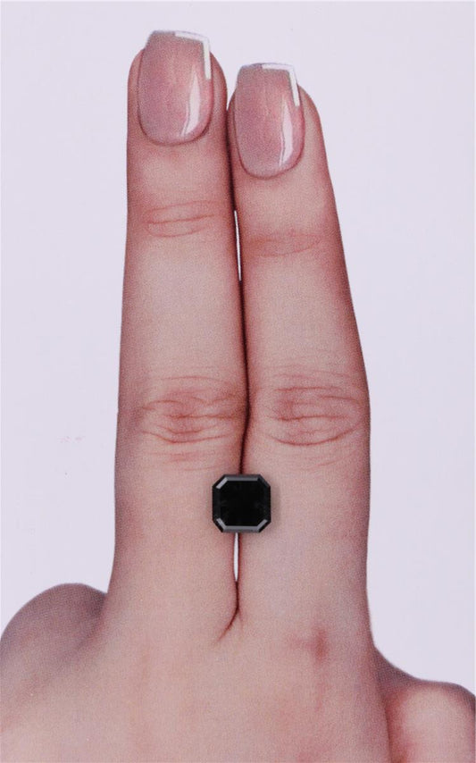 GIA 2.15 Carat Natural Fancy Black Sq emerald Diamond SE-9244GN