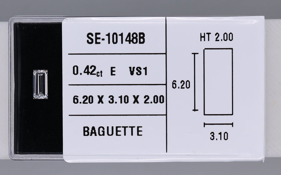0.42 Carat Natural E VS1 Baguette Diamond SE-10148B