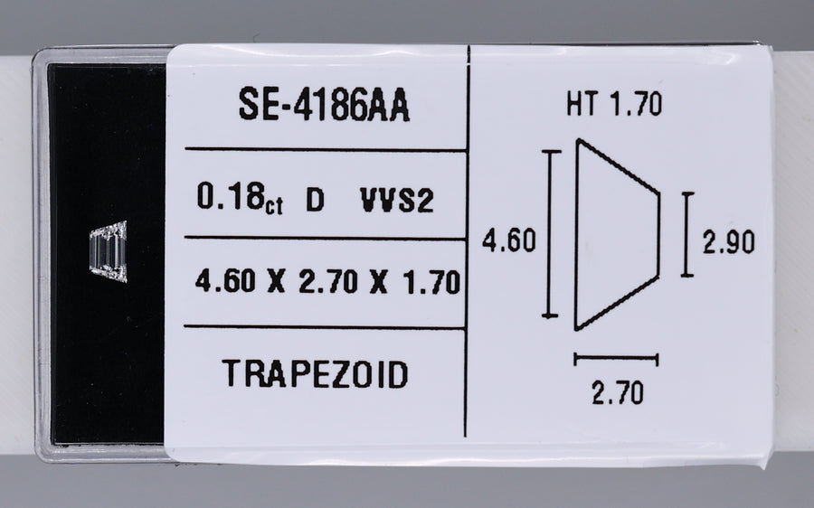 0.18 Carat Natural D VVS2 Trapezoid Diamond SE-4186A