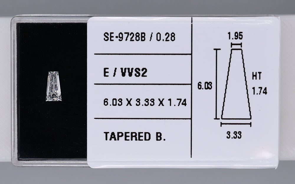 0.28 Carat Natural E VVS2 Tapered baguette Diamond SE-9728B
