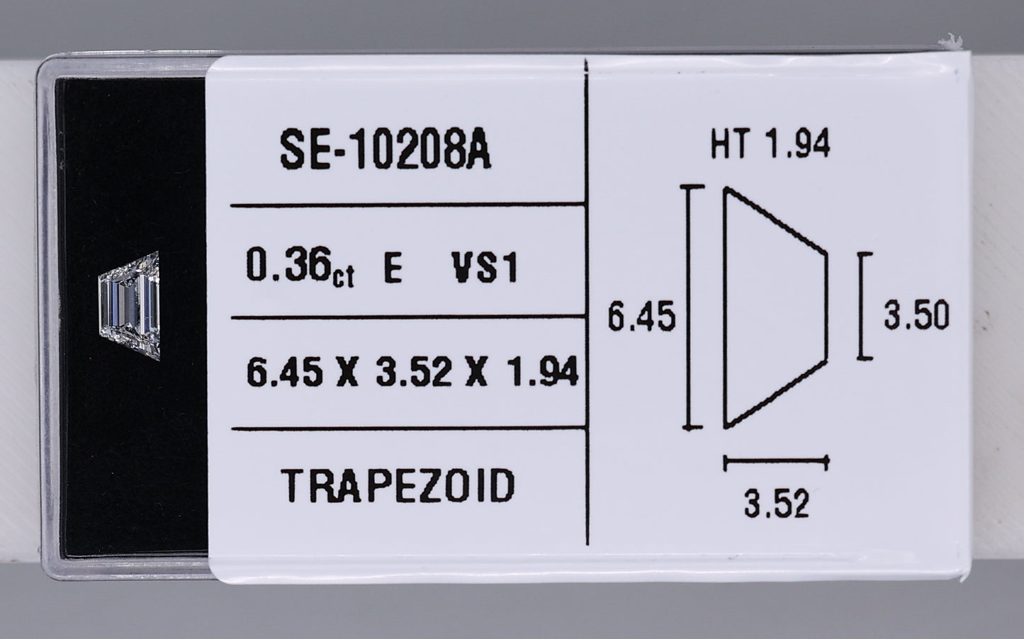 0.36 Carat Natural E VS1 Trapezoid Diamond SE-10208A