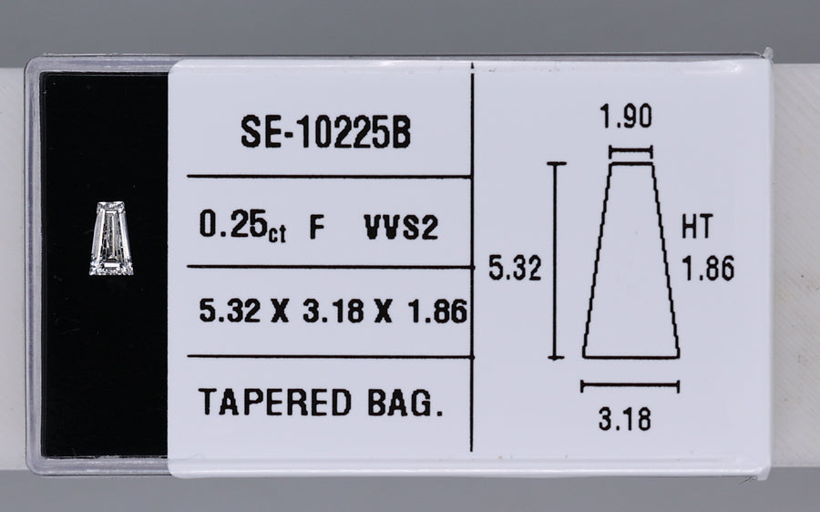 0.25 Carat Natural F VVS2 Tapered baguette Diamond SE-10225B