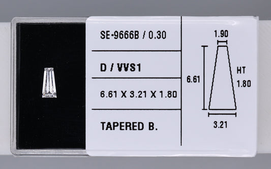 0.30 Carat Natural D VVS1 Tapered baguette Diamond SE-9666B