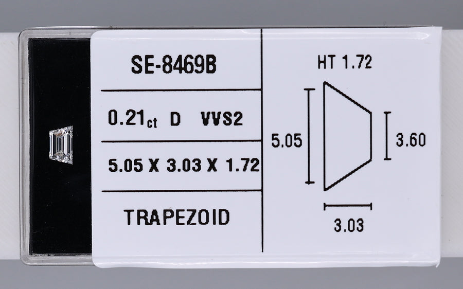 0.21 Carat Natural D VVS2 Trapezoid Diamond SE-8469BB