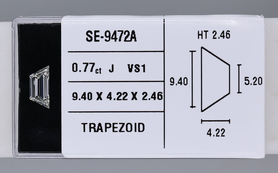 0.77 Carat Natural J VS1 Trapezoid Diamond SE-9472A