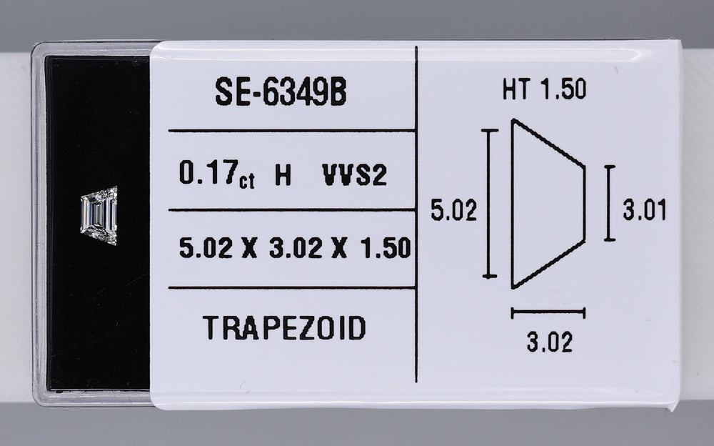0.17 Carat Natural H VVS2 Trapezoid Diamond SE-6349BBB