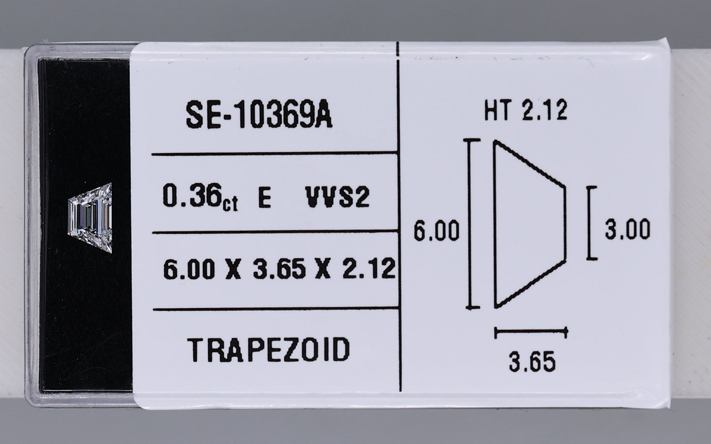 0.36 Carat Natural E VVS2 Trapezoid Diamond SE-10369A