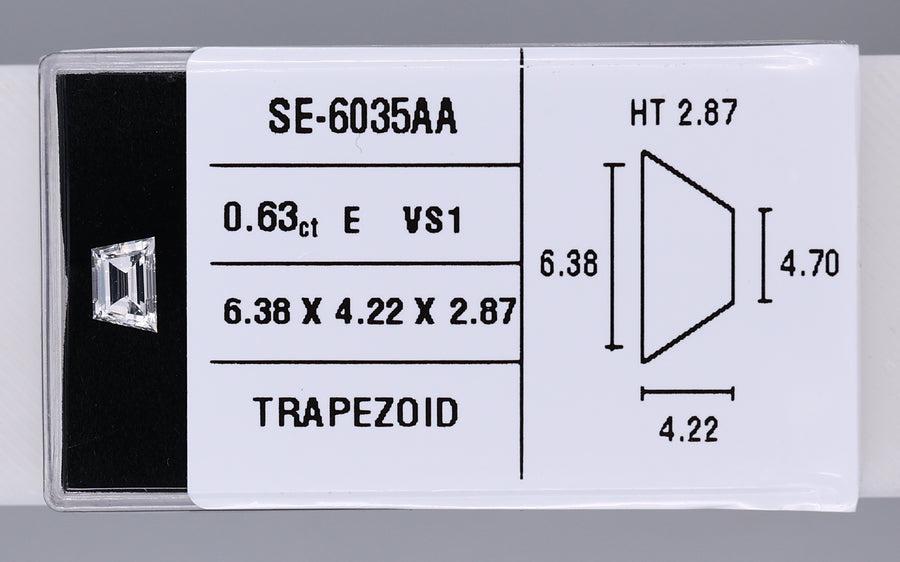 0.63 Carat Natural E VS1 Trapezoid Diamond SE-6035AA