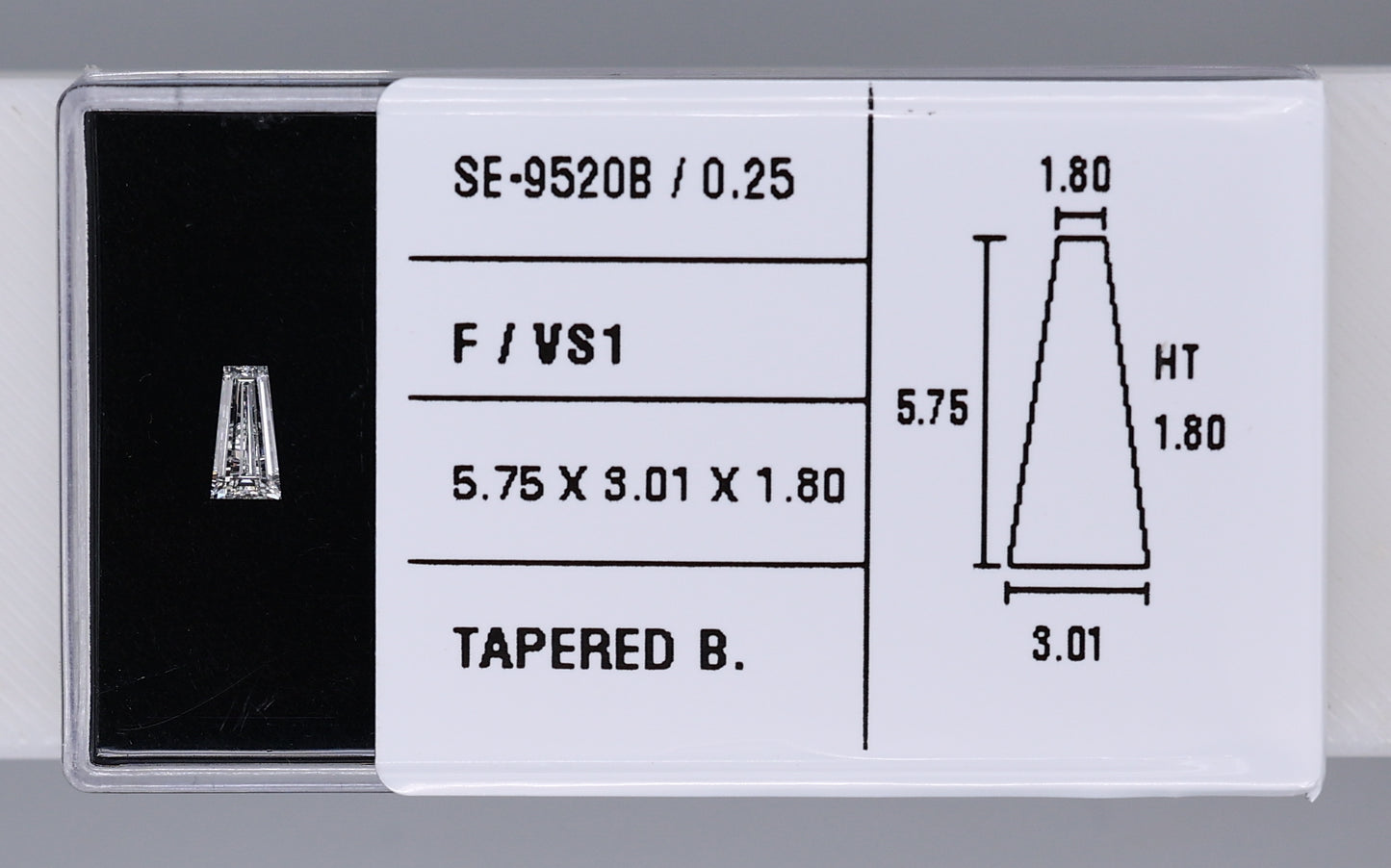 0.25 Carat Natural F VS1 Tapered baguette Diamond SE-9520B