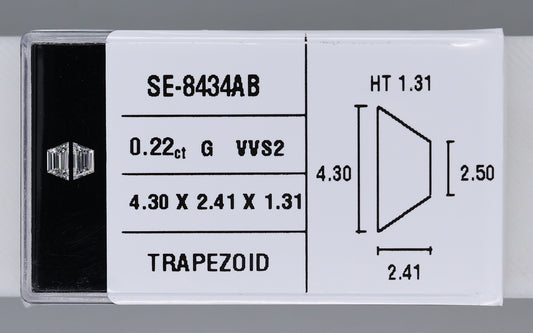 0.22 Carat Natural G VVS2 Trapezoid Diamond SE-8434AB