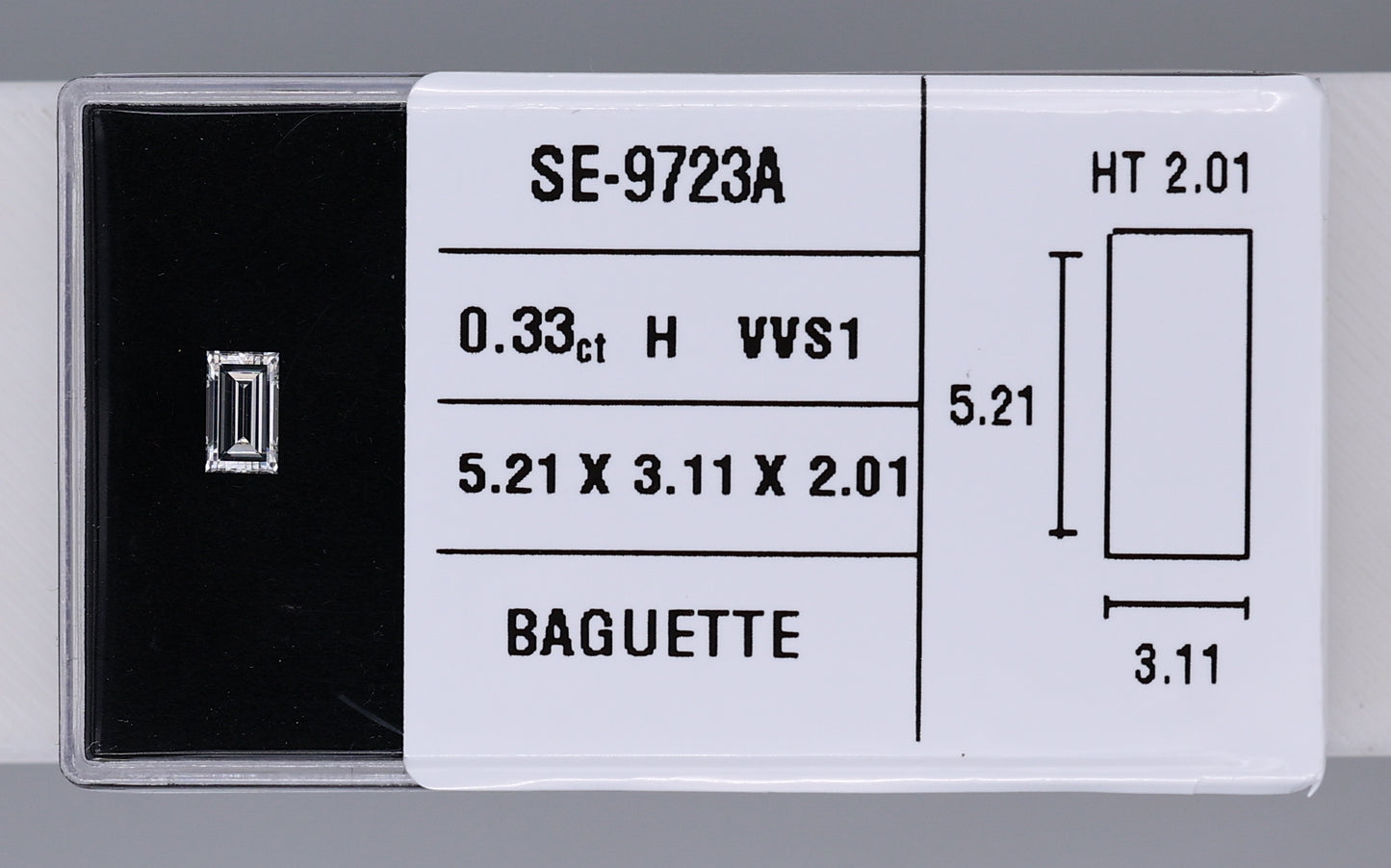 0.33 Carat Natural H VVS1 Baguette Diamond SE-9723A