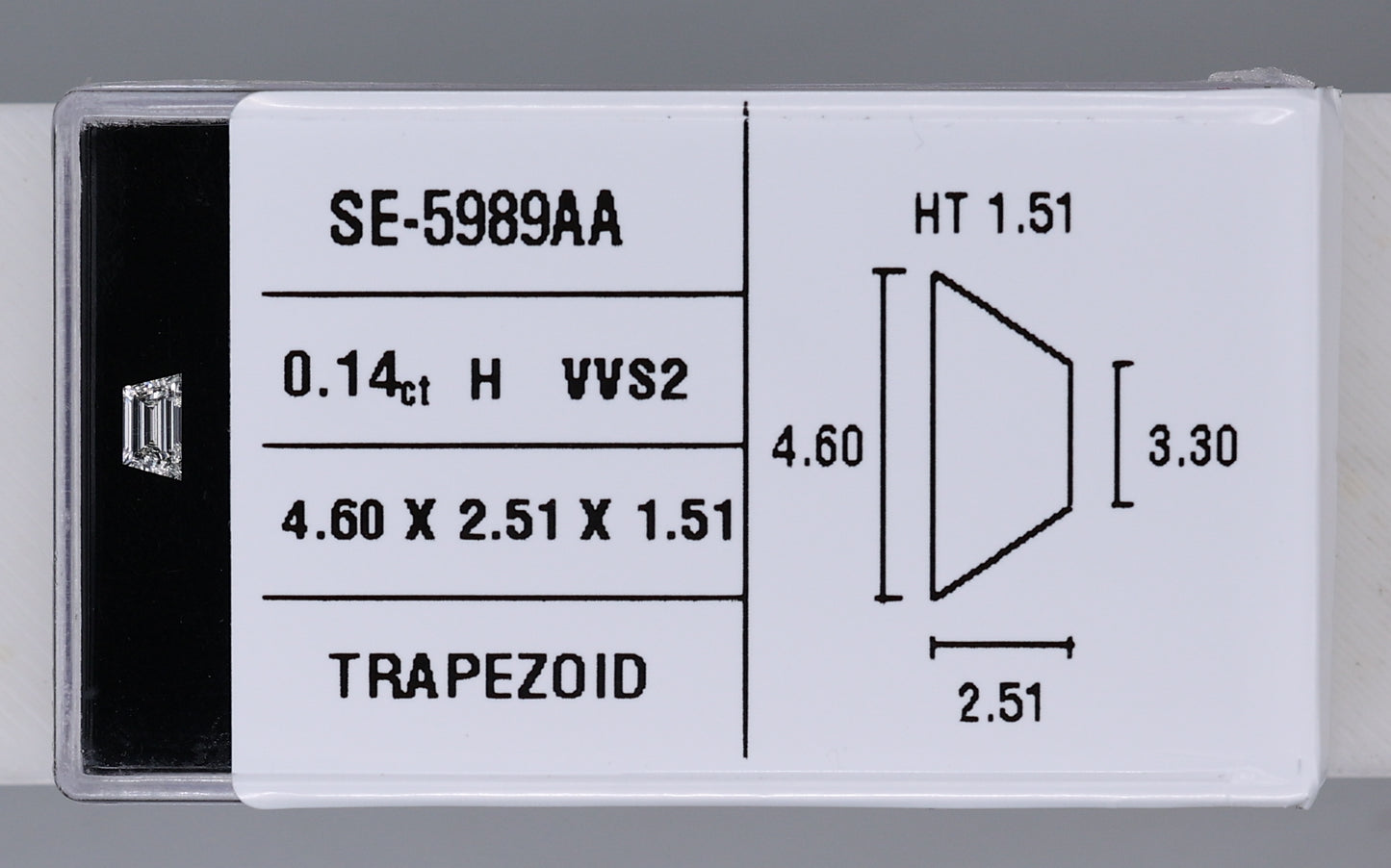 0.14 Carat Natural H VVS2 Trapezoid Diamond SE-5989AA