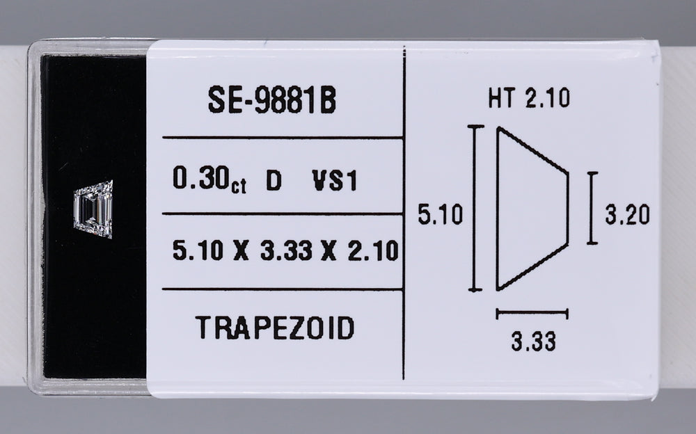 0.30 Carat Natural D VS1 Trapezoid Diamond SE-9881B