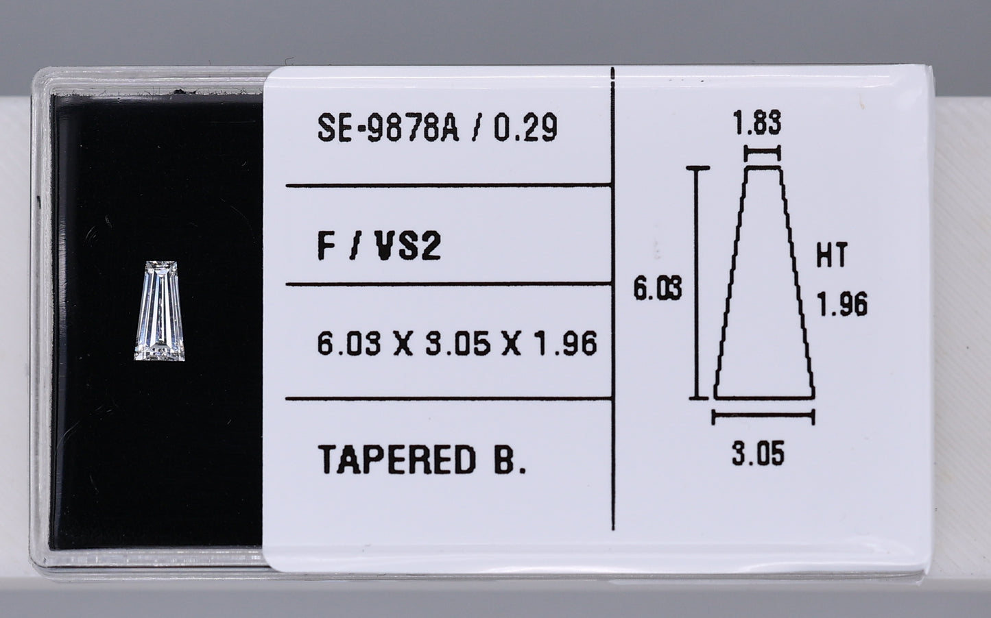 0.29 Carat Natural F VS2 Tapered baguette Diamond SE-9878A